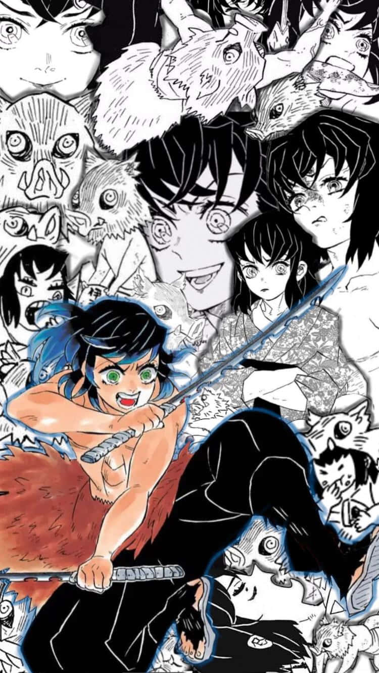 Inosuke Collage Art Demon Slayer Background