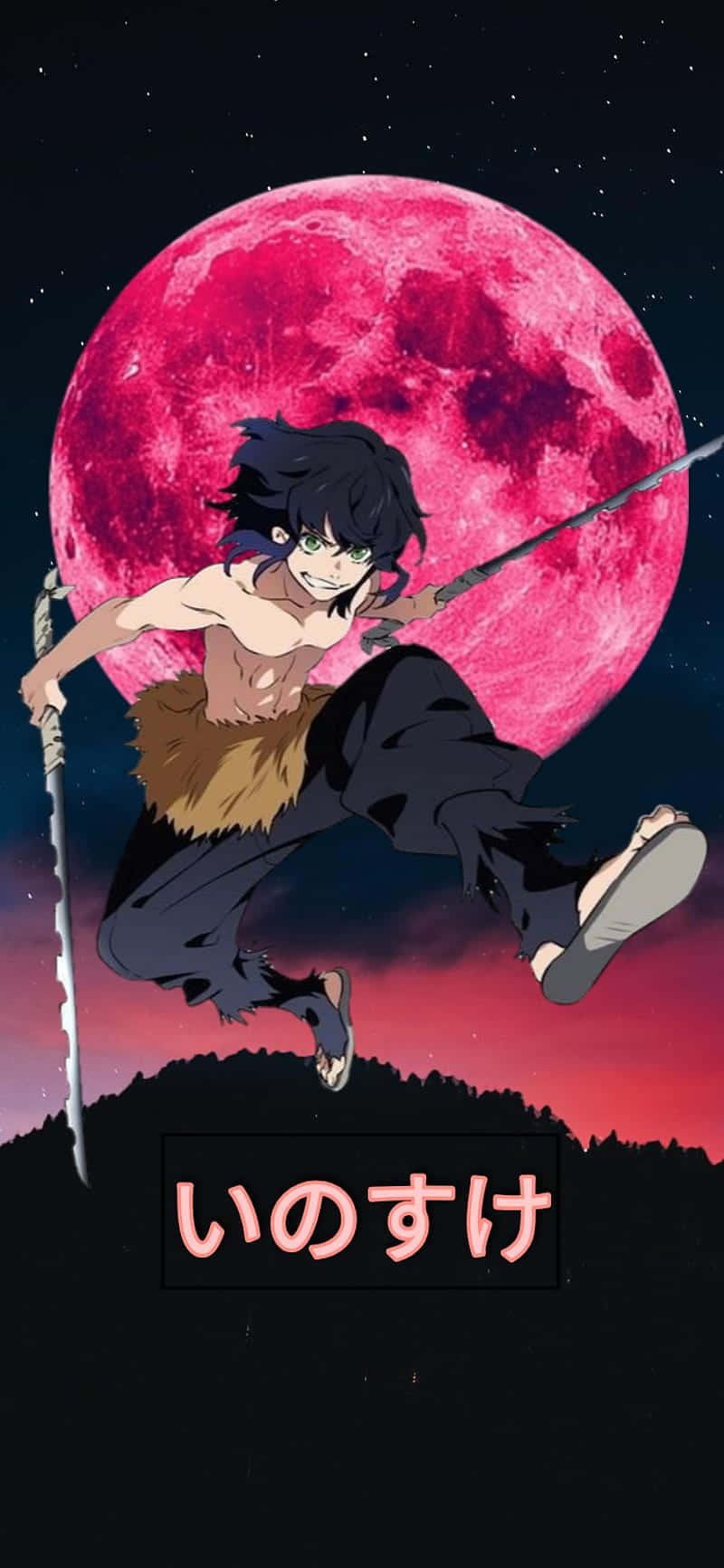 Inosuke Under The Crimson Moon Background