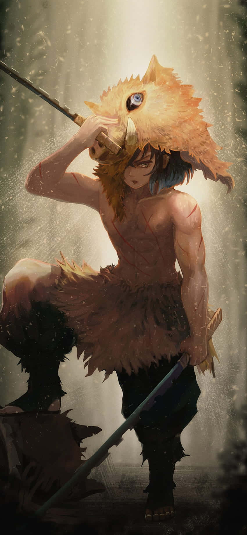 Inosuke_ Warrior_ Stance_ Artwork