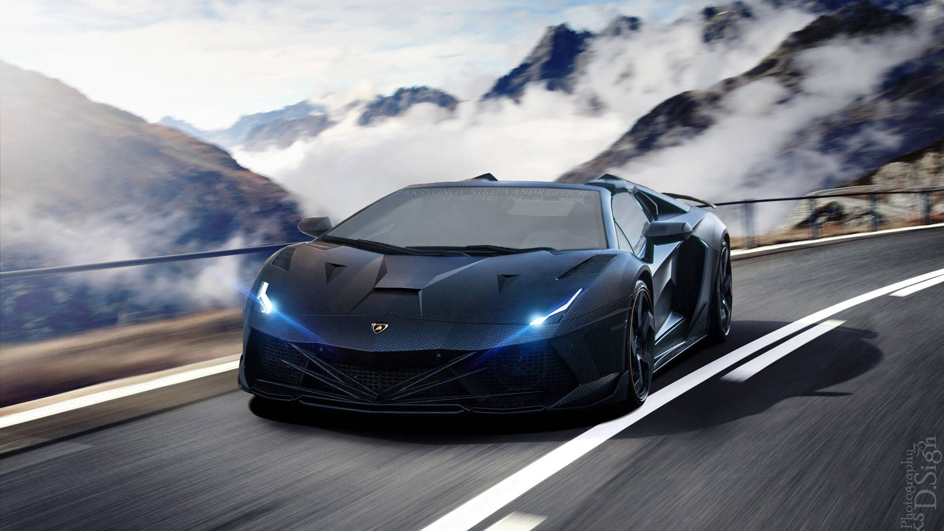 Insane Dark Blue Lamborghini Aventador Background