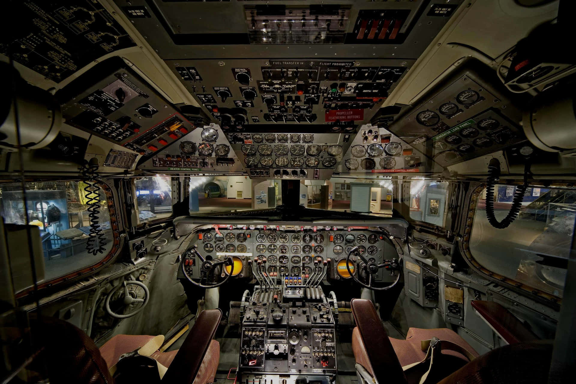 Inside Airplane Pilot Command Cockpit Background