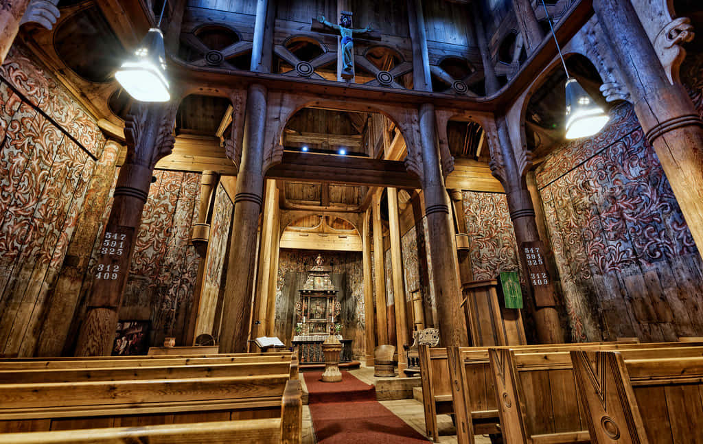 Inside Of The Heddal Stave Chuch