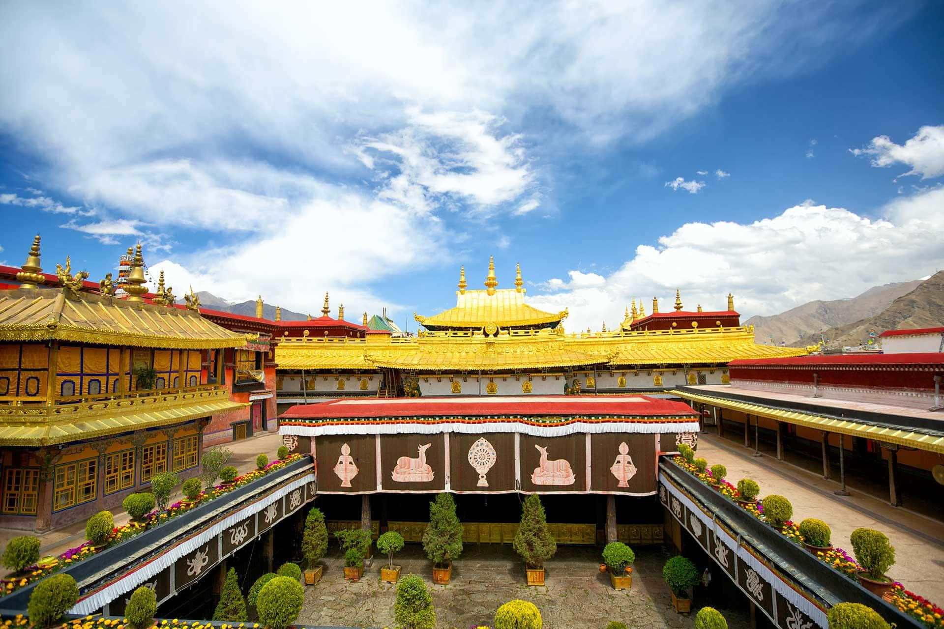Inside The Jokhang Temple In Lhasa Background