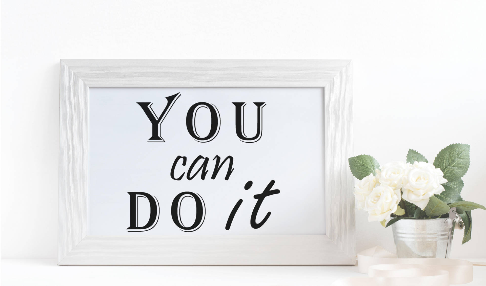Inspirational Laptop Message In White Frame Background