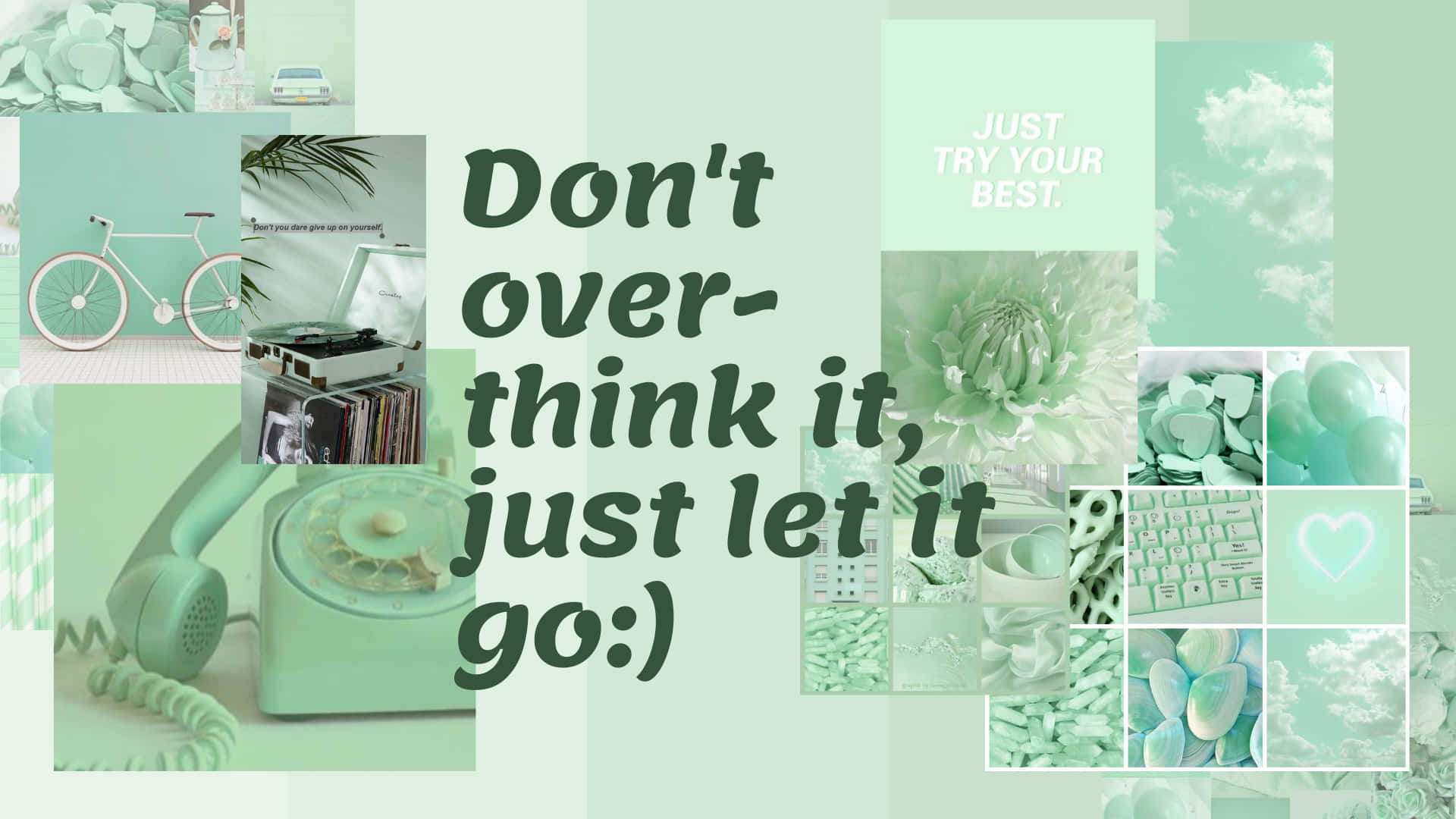 Inspirational Quotes Pastel Green Aesthetic Desktop Background