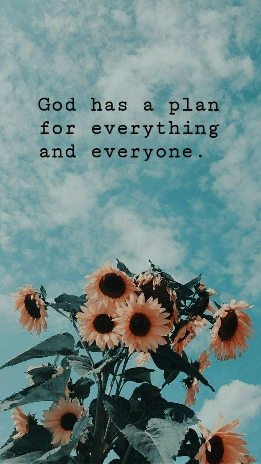 Inspirational Sunflowersand Sky Quote Background