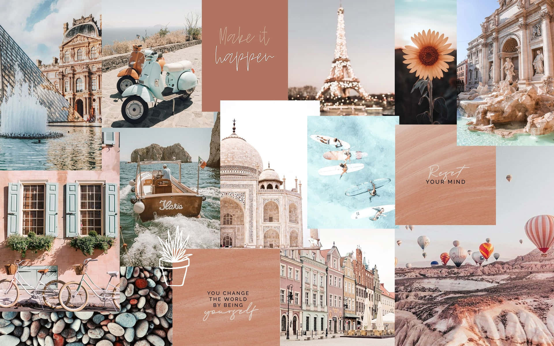 Inspirational Travel Collage Background