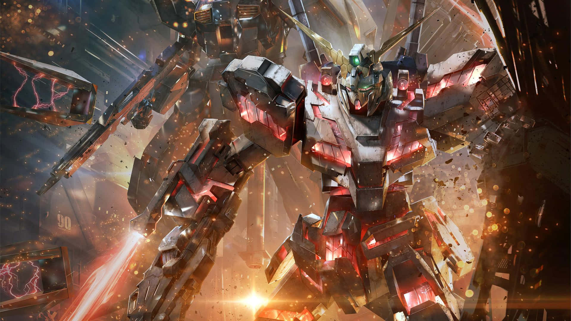 Inspired By An Epic Space Saga, The Mighty Gundam Unicorn Lights The Way In Times Of Darkness. Background