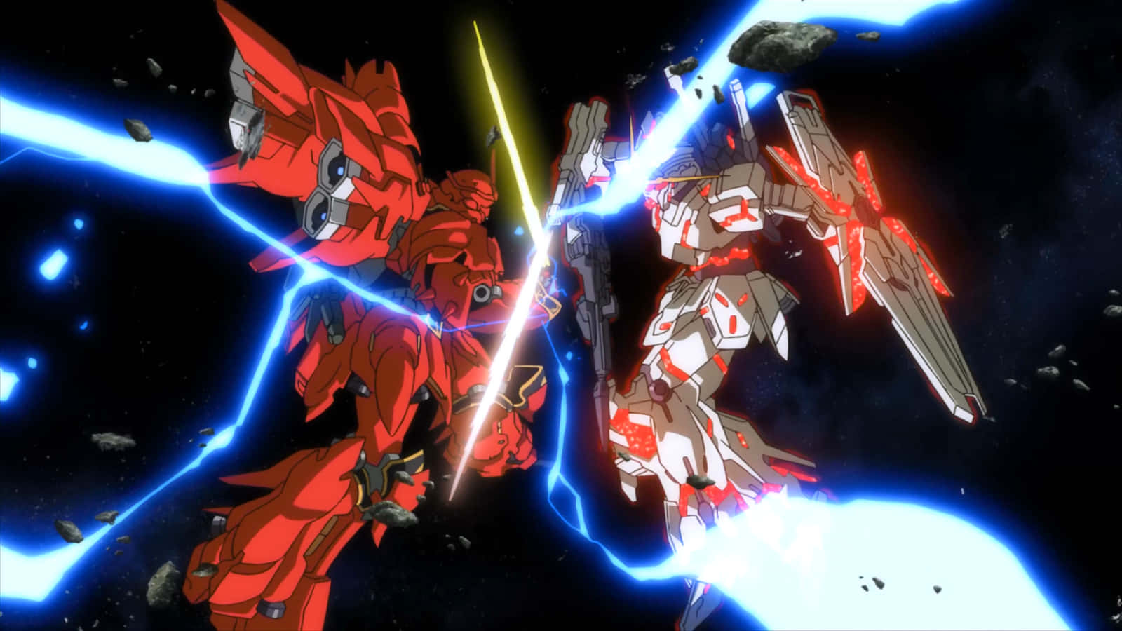 Inspired By Universal Century, A Powerful Gundam Unicorn Dashes Across The Battlefield. Background