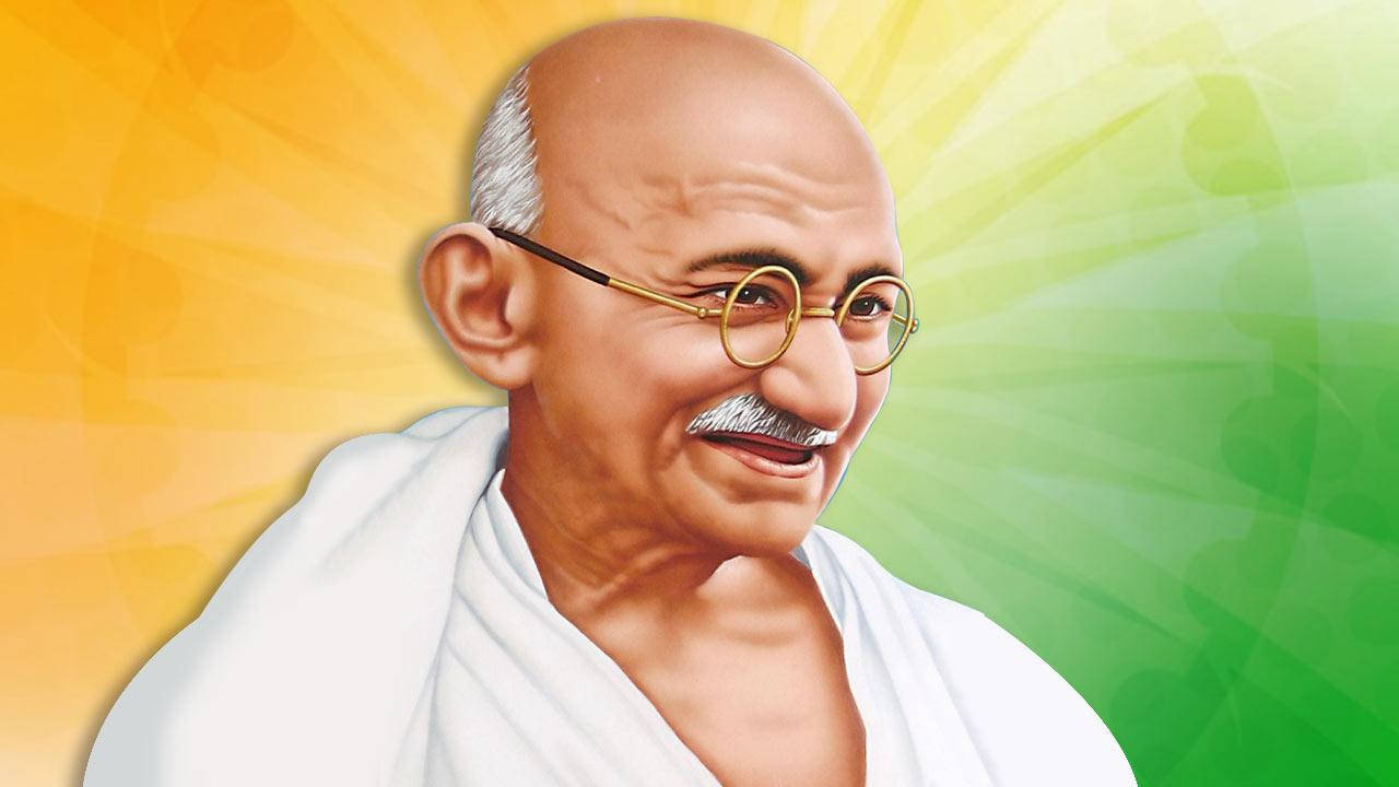 Inspiring Digital Portrait Of Mahatma Gandhi Background