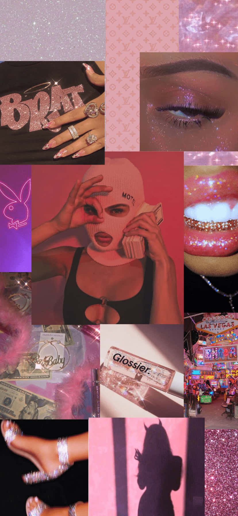 Insta Baddie Aesthetic Collage Background