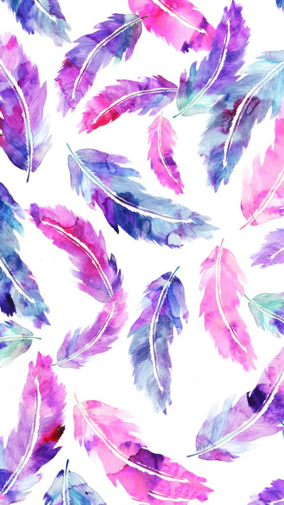 Instagram Story Watercolor Feathers Pattern Background