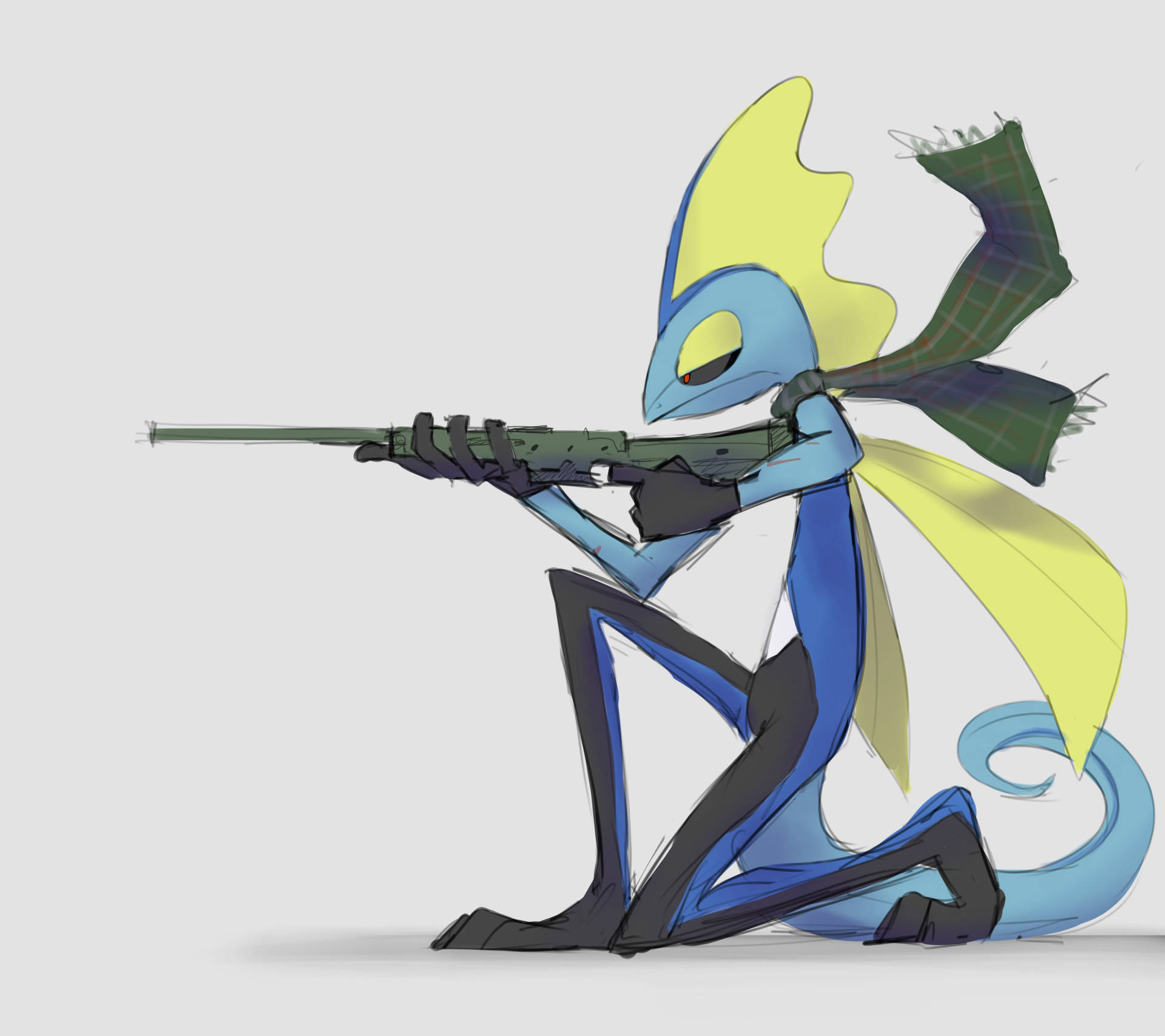 Inteleon Holding A Sniper Gun Background