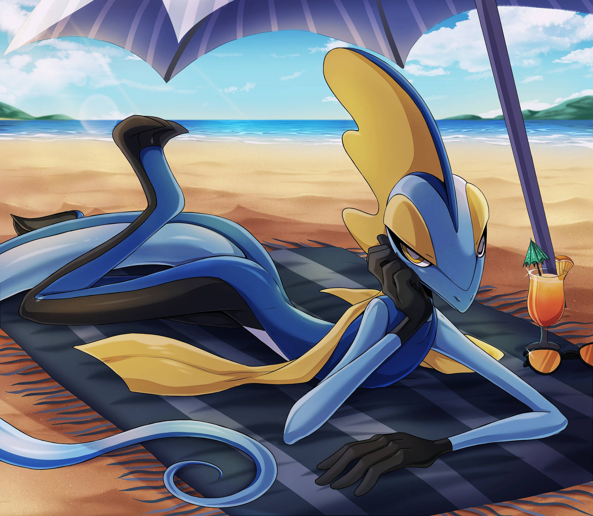 Inteleon On The Beach Background