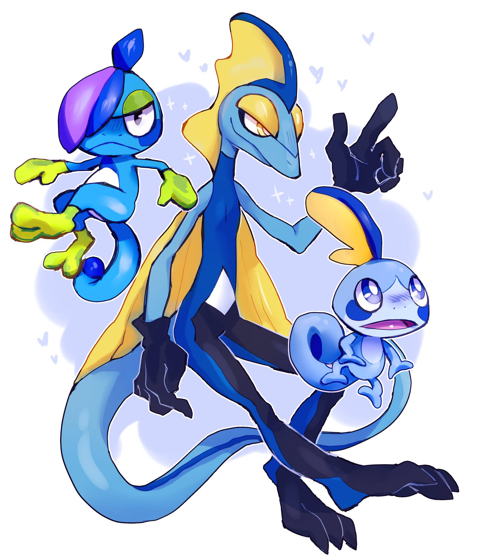 Inteleon With Sobble And Drizzel Background