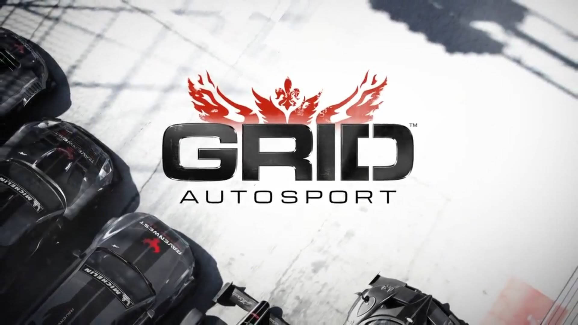 Intense Action In Grid Autosport Logo Background