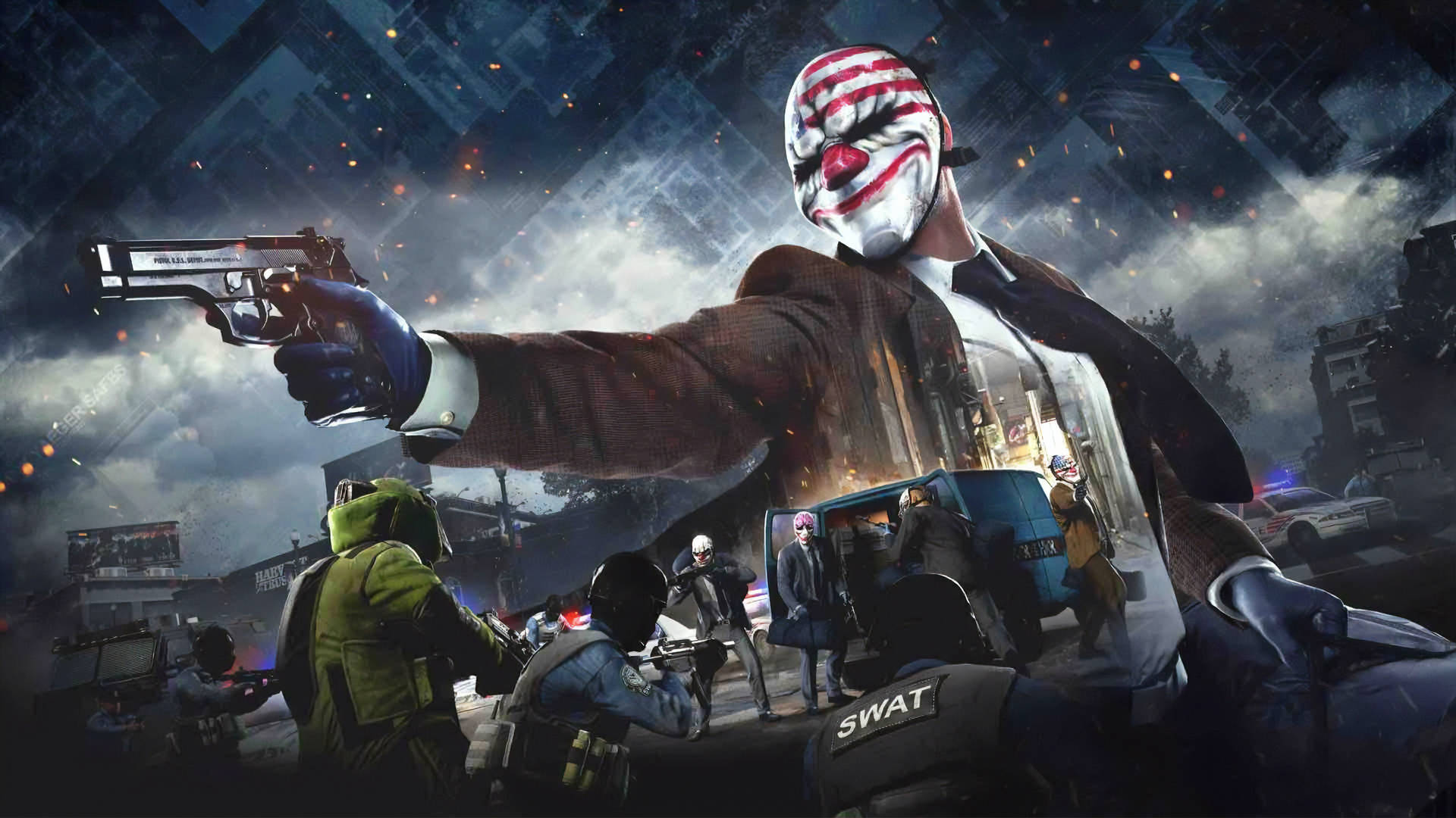 Intense Action In Payday 2 Featuring Dallas Background