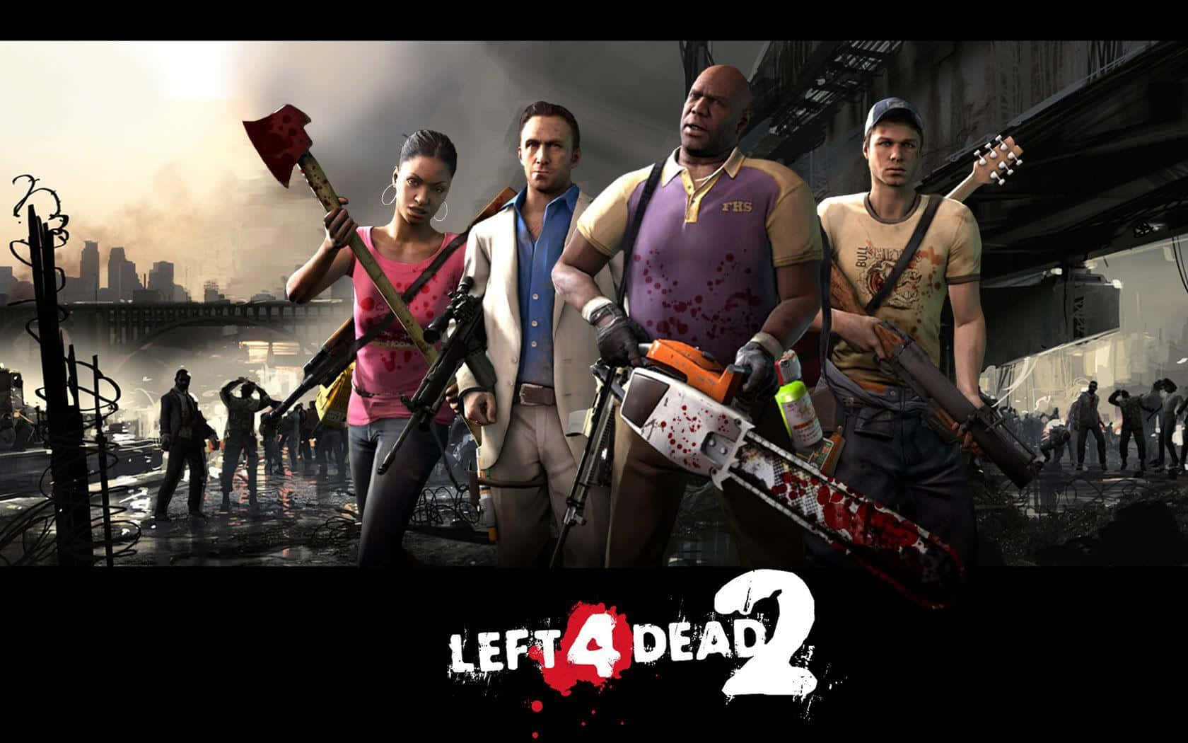 Intense Action Scene From Left 4 Dead Video Game Background