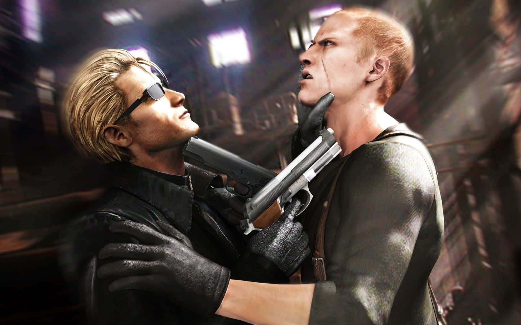 Intense And Determined Albert Wesker Background