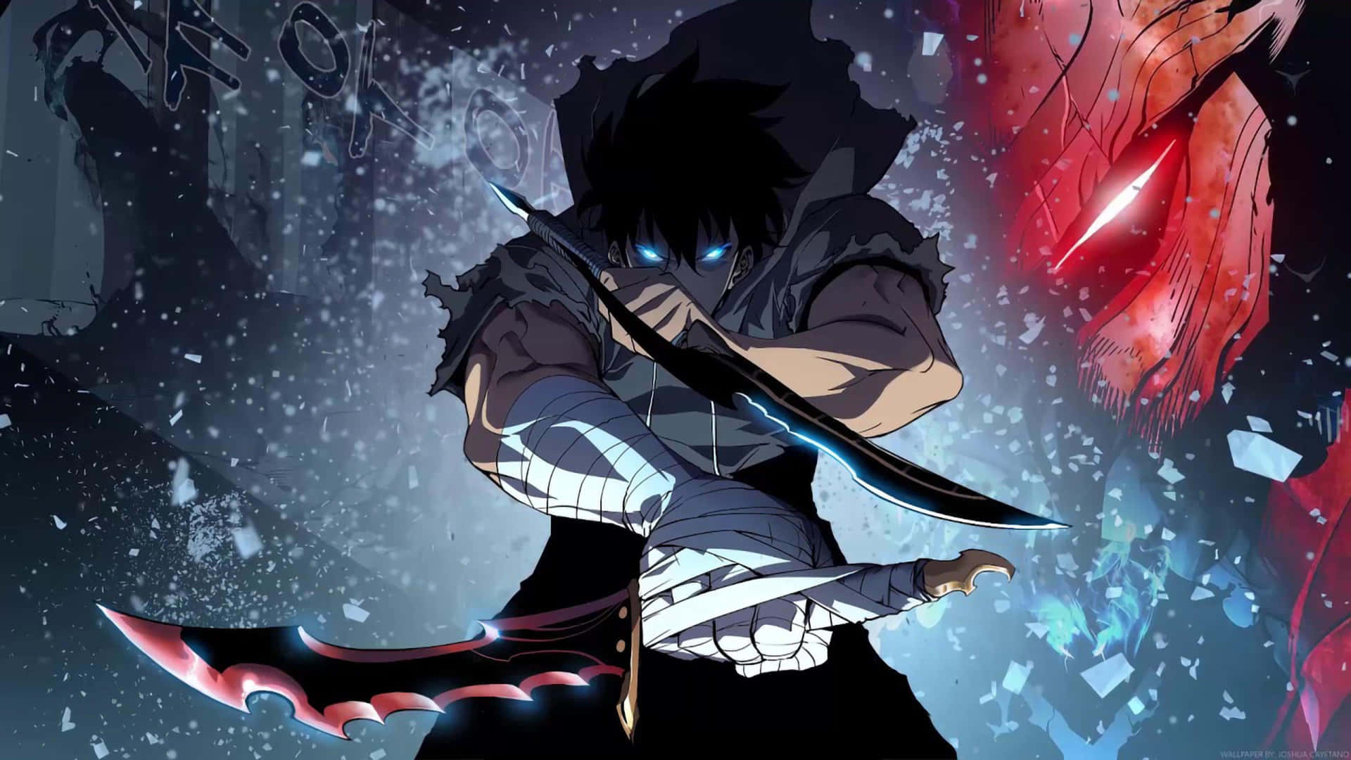Intense Anime Warrior Readyfor Battle Background