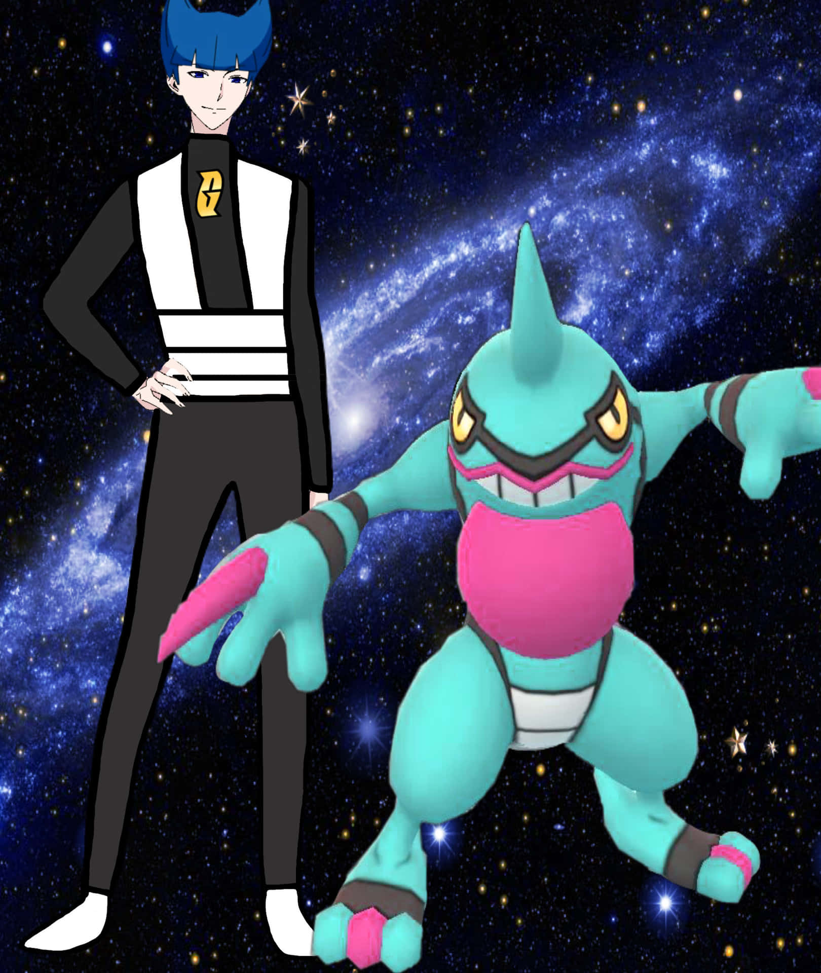 Intense Battle Scene Featuring Saturn And His Toxicroak In Pokemon Universe Background