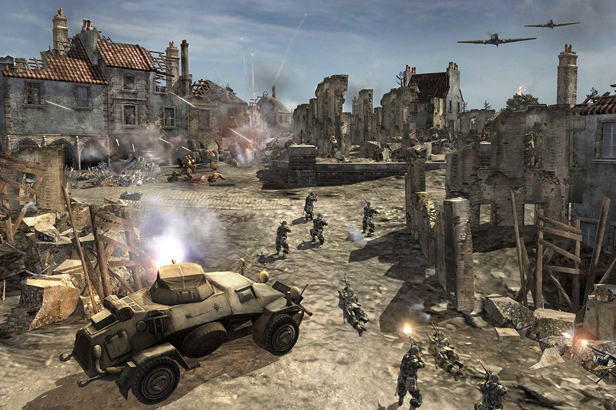 Intense Battlefield In Company Of Heroes 2 Background