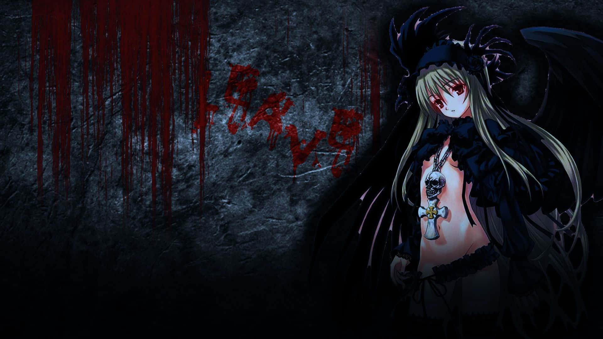 Intense Black And Red Anime Background