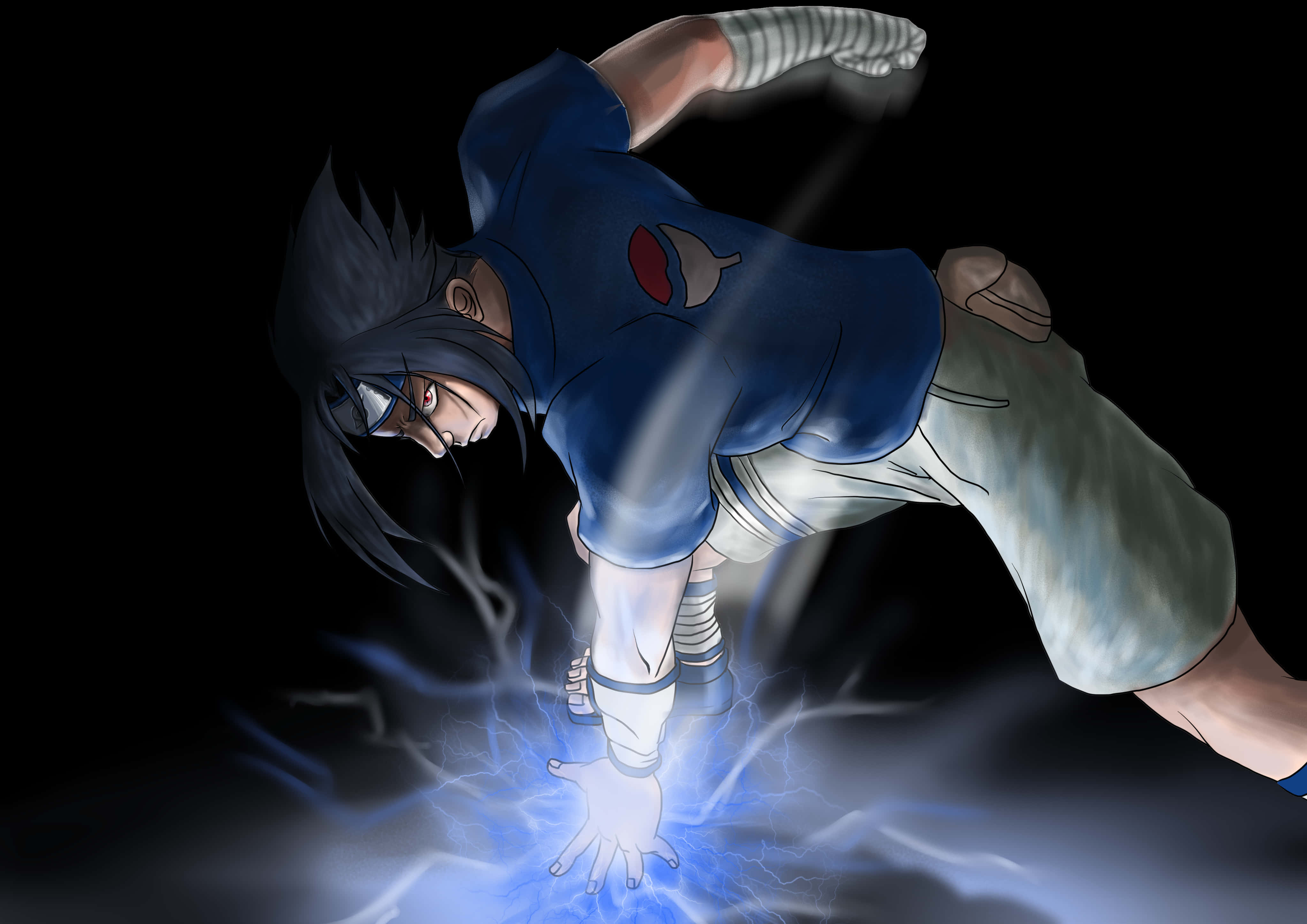 Intense: Blue Sasuke Is Ready For Battle Background