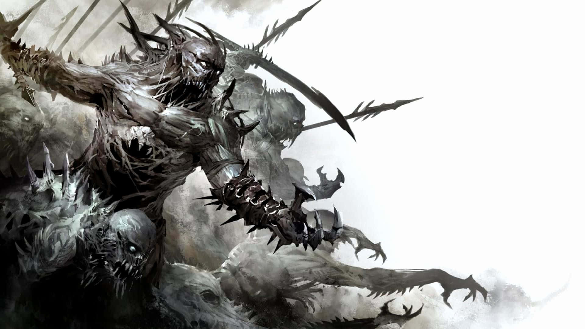 Intense Demon Unleashing Fire In A Dark Realm Background