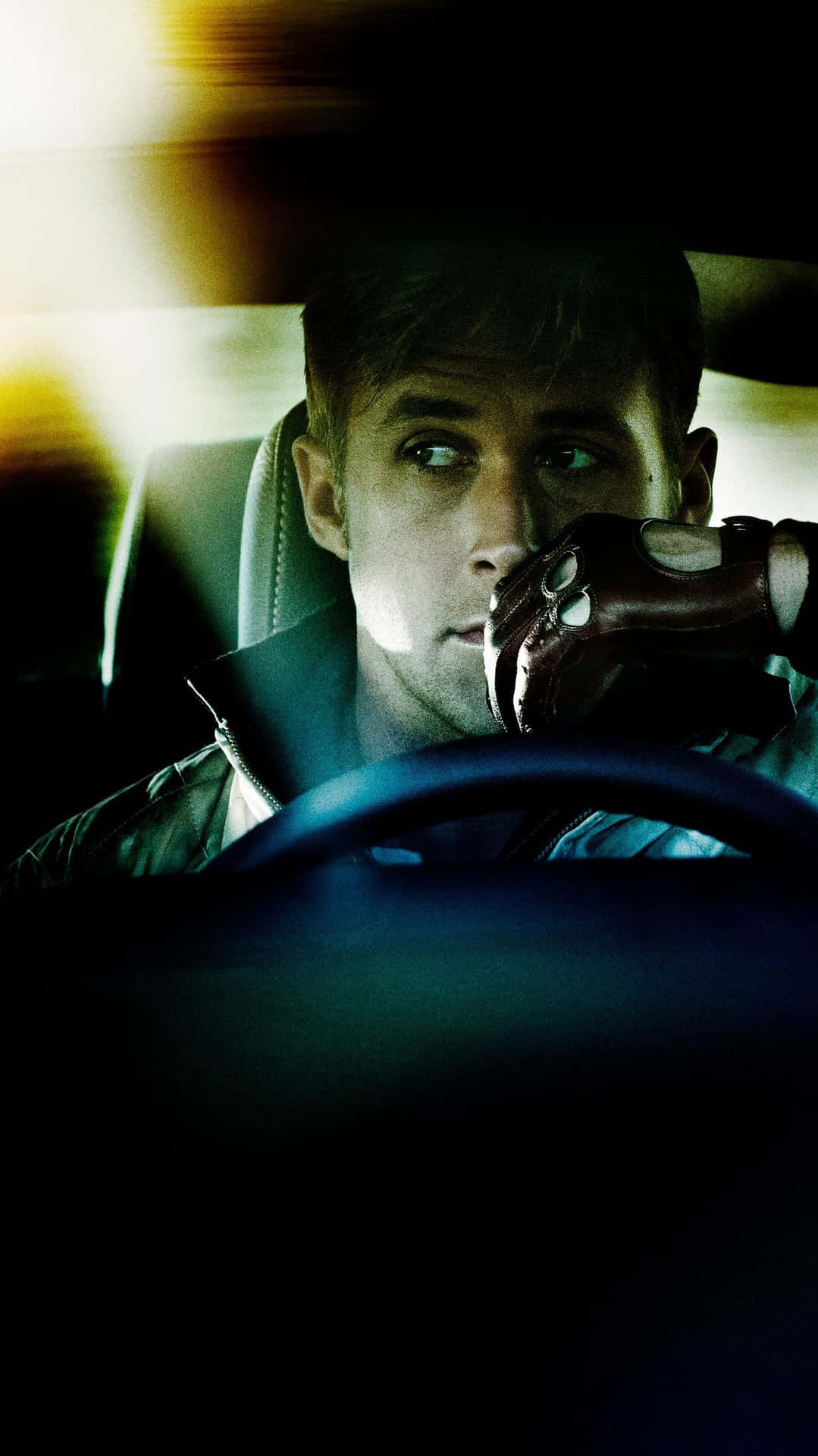 Intense Driver Portrait Nighttime Background