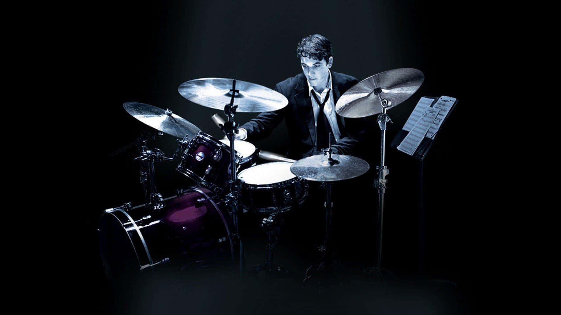 Intense Drummerin Spotlight Background