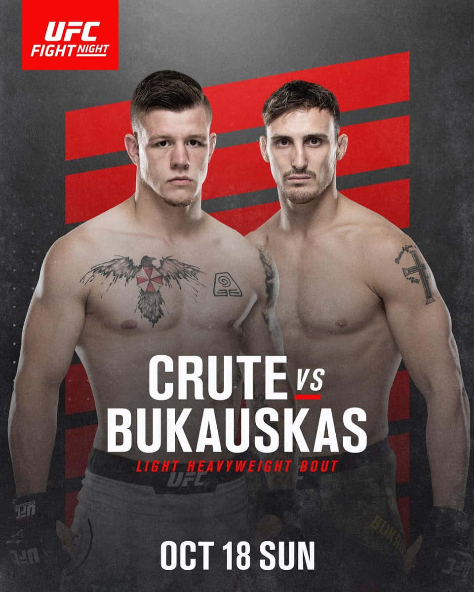 Intense Face-off Between Jimmy Crute And Modestas Bukauskas In A Classic Ufc Poster Background