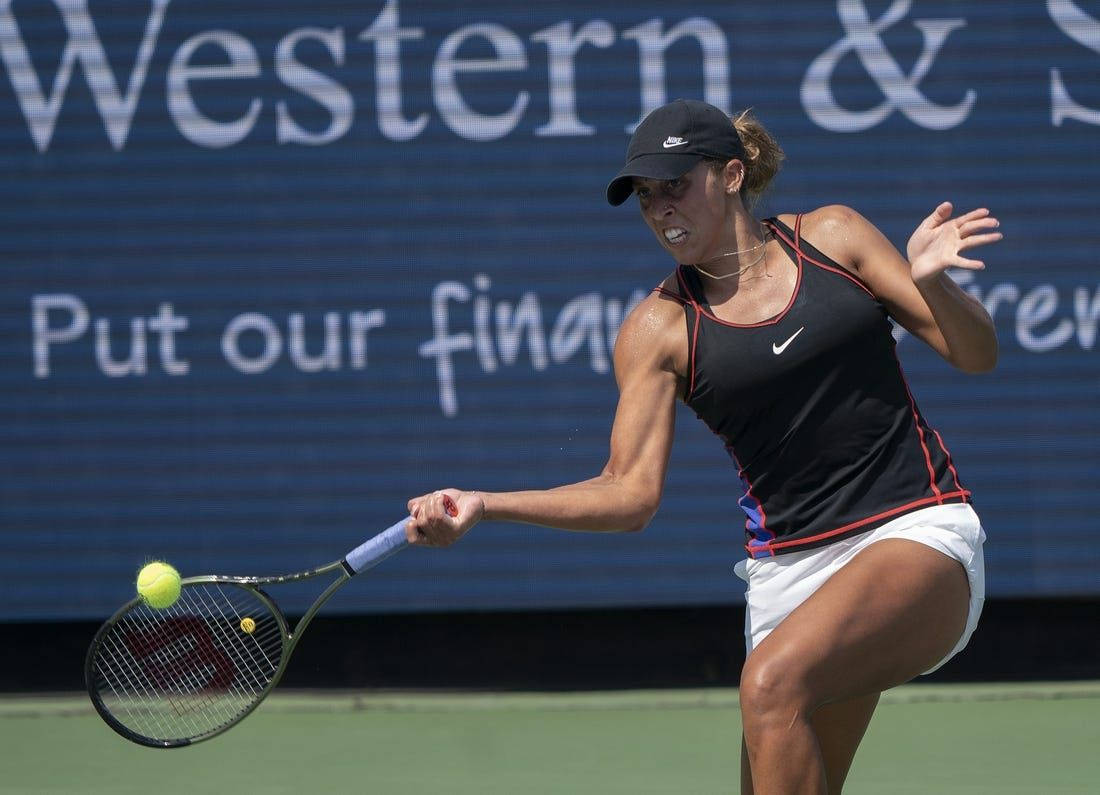 Intense Focus: Madison Keys On Court Background