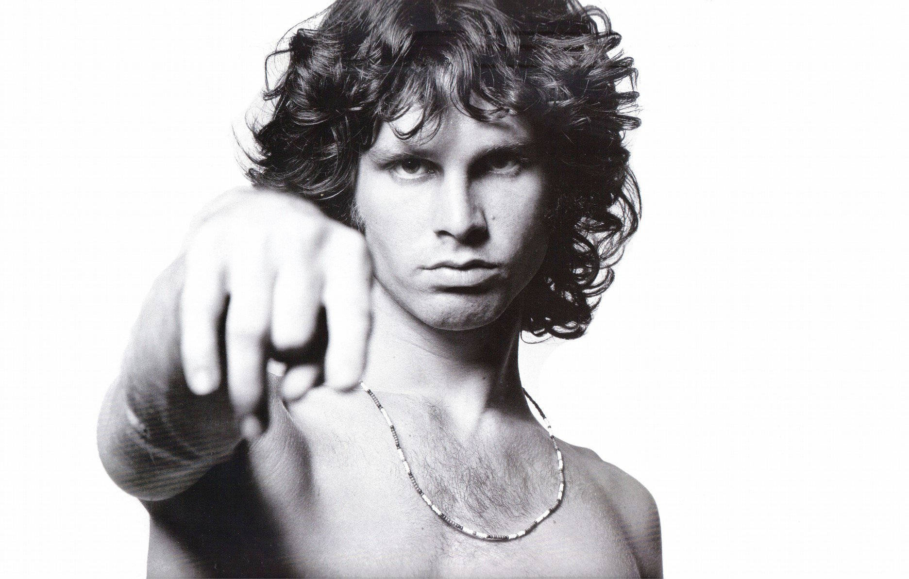 Intense Gaze Of Jim Morrison: Portrait In Black And White Background