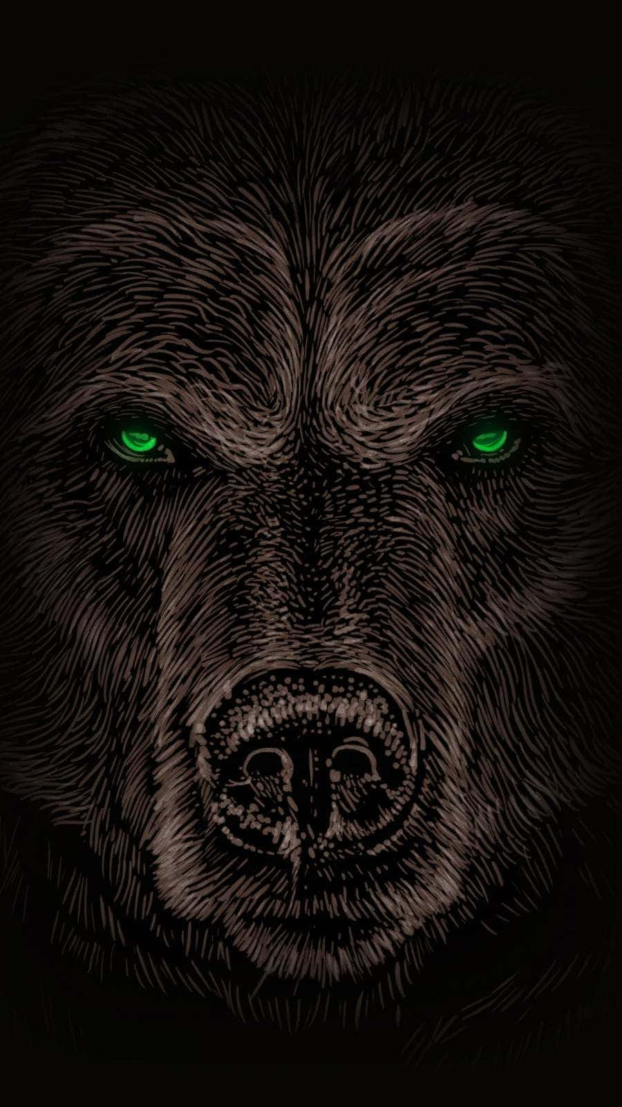 Intense_ Grizzly_ Bear_ Green_ Eyes Background