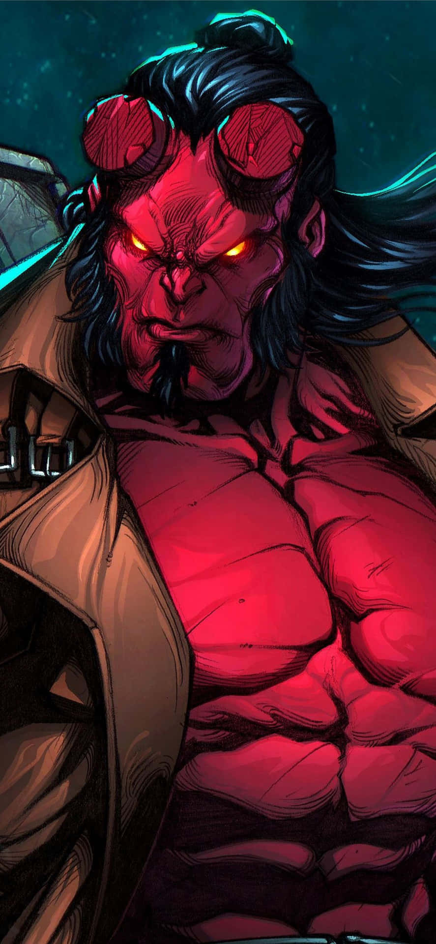 Intense Hellboy Portrait Background