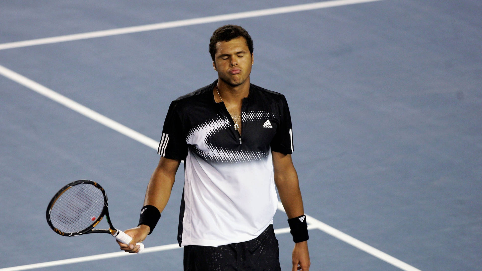 Intense Jo-wilfried Tsonga In Thought Background