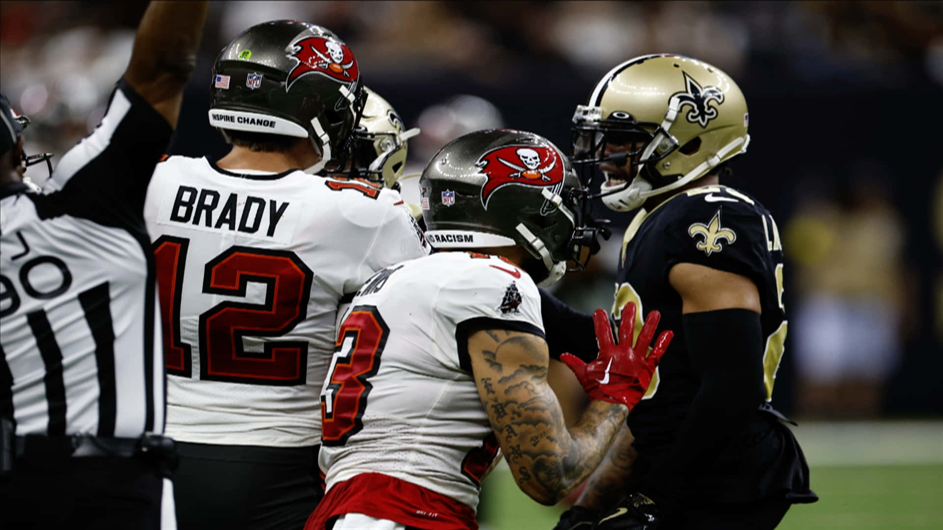 Intense Marshon Lattimore With His Opponent Background