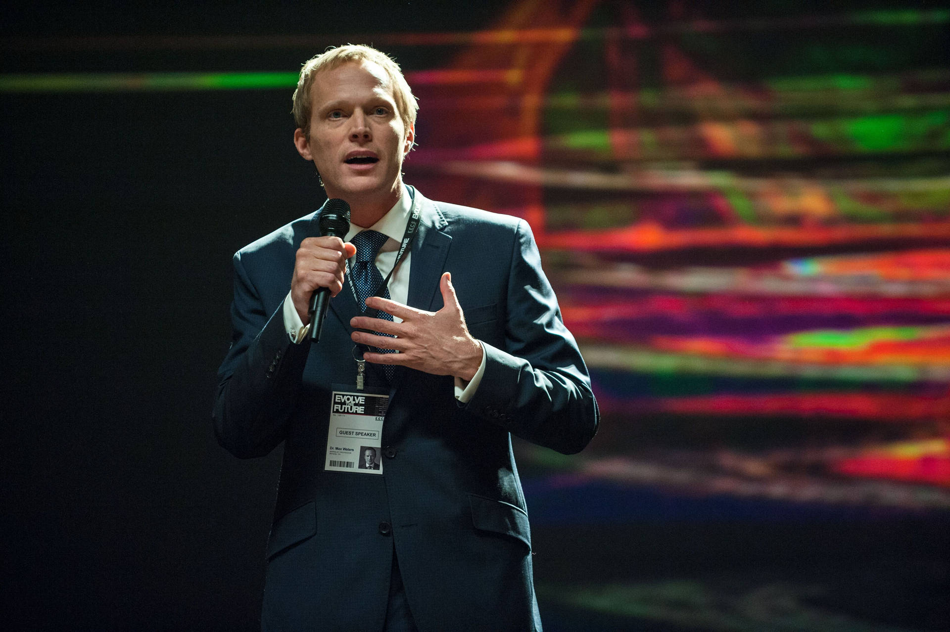 Intense Moment Featuring Actor Paul Bettany In The Science Fiction Film, Transcendence. Background