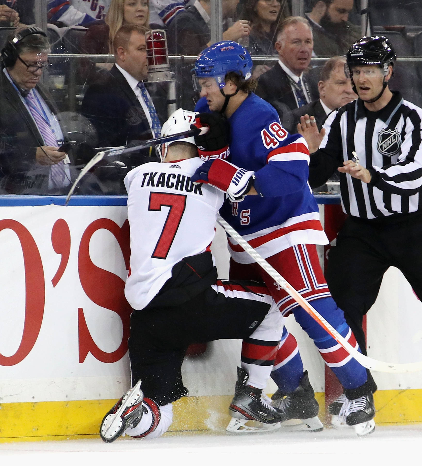 Intense Moment Of Brady Tkachuk In Ice Hockey Match