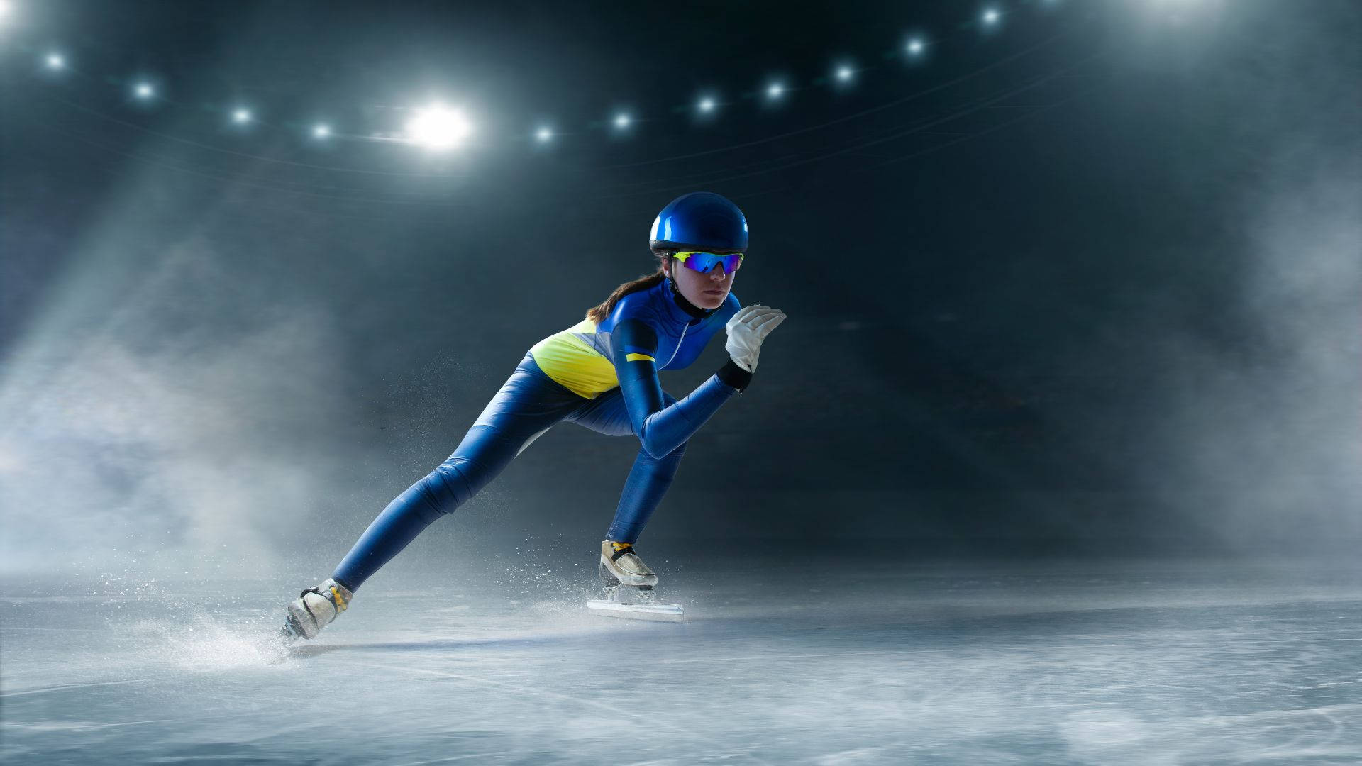 Intense Moment Of Excellence In The Speed Skating Competition