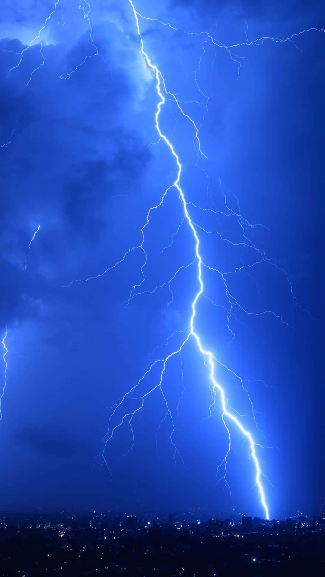 Intense Nighttime Lightning Strike Background