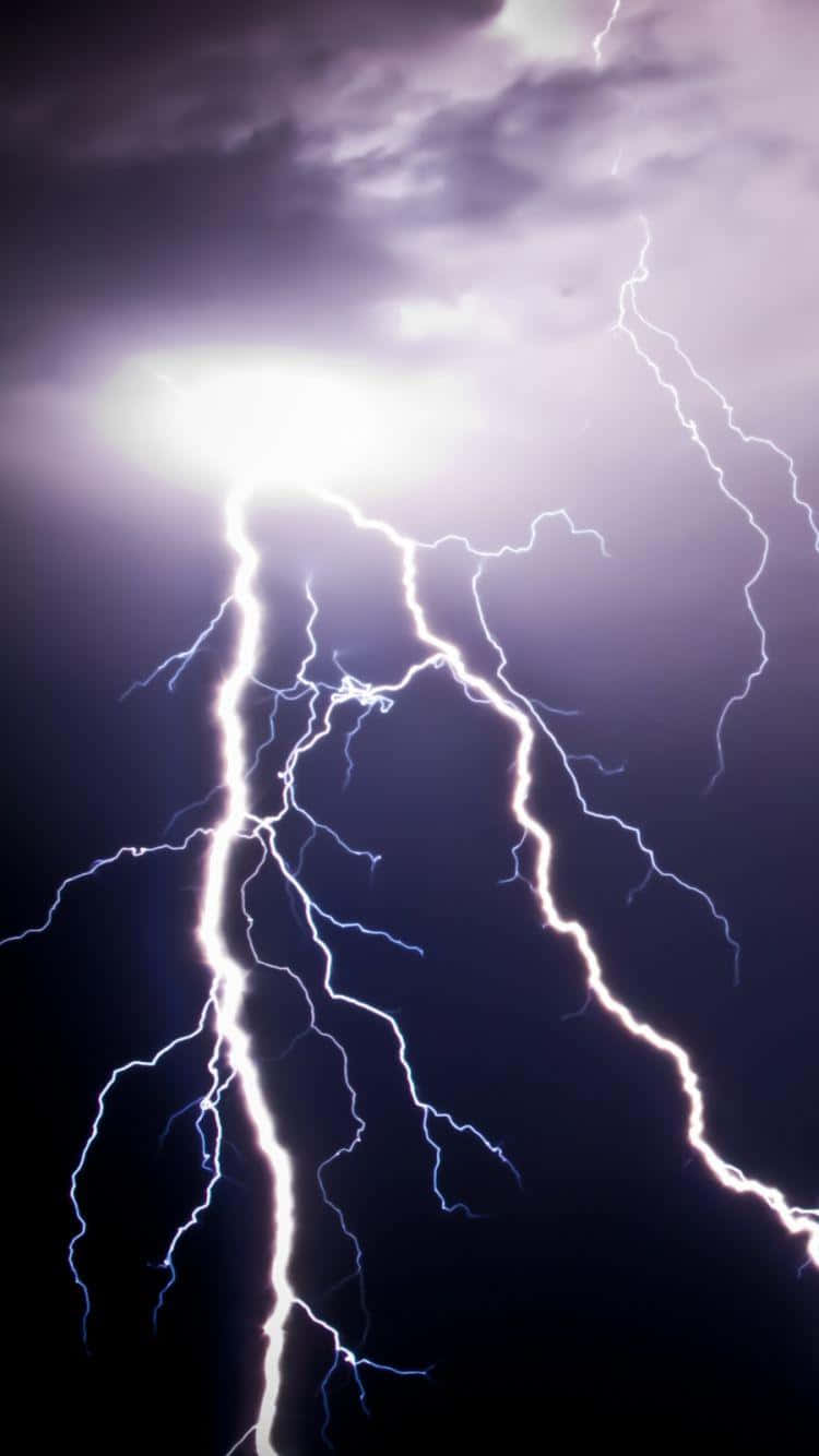 Intense Nighttime Lightning Strike Background
