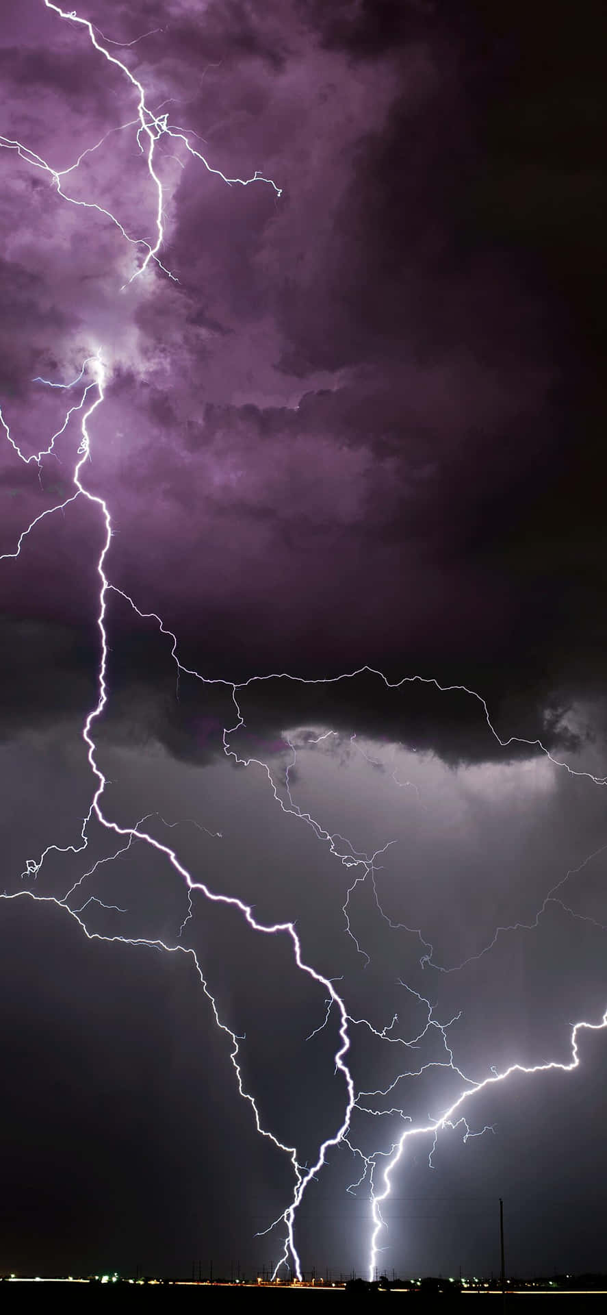 Intense Nighttime Lightning Strike Background