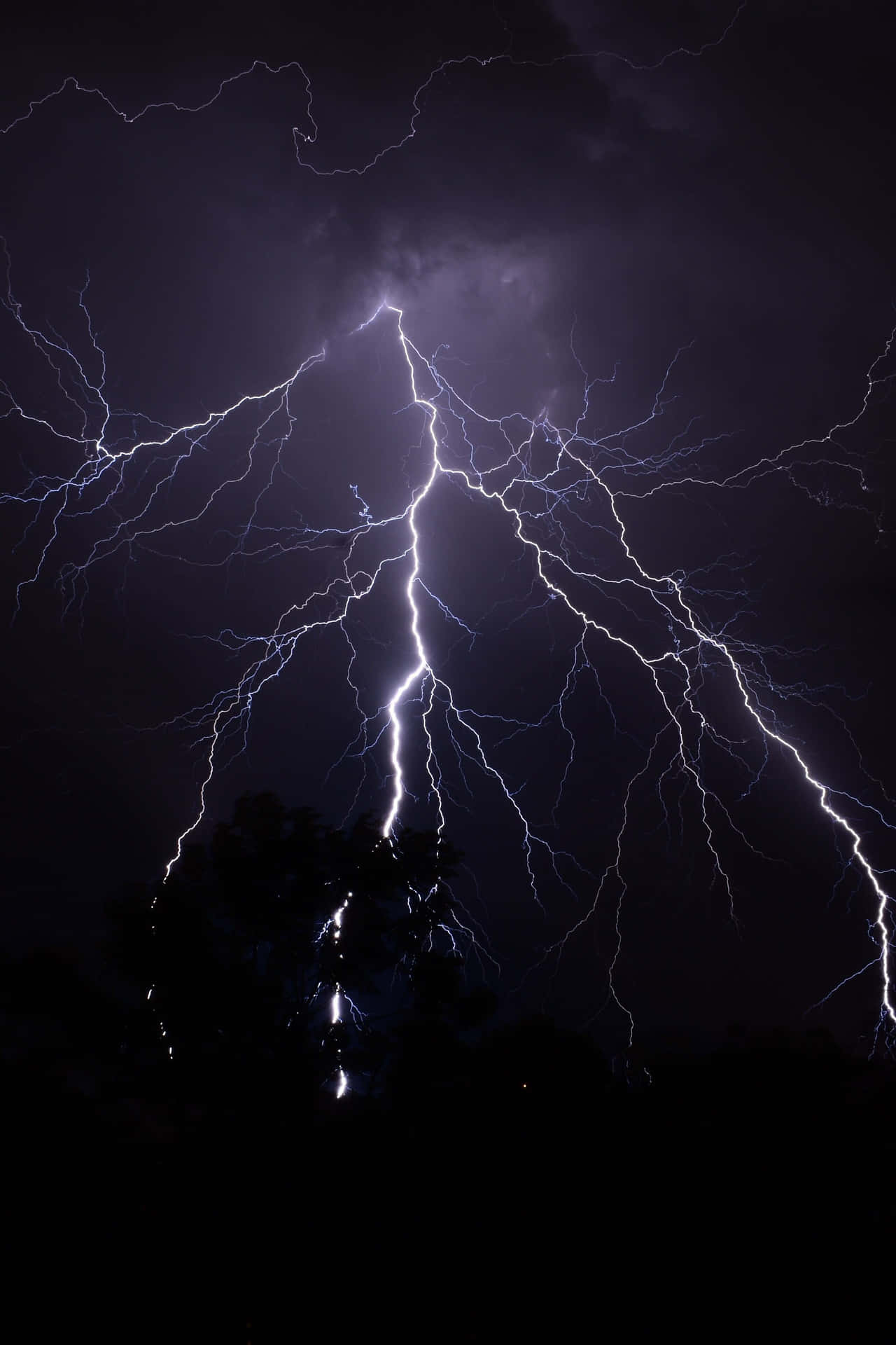 Intense Nighttime Lightning Strike Background
