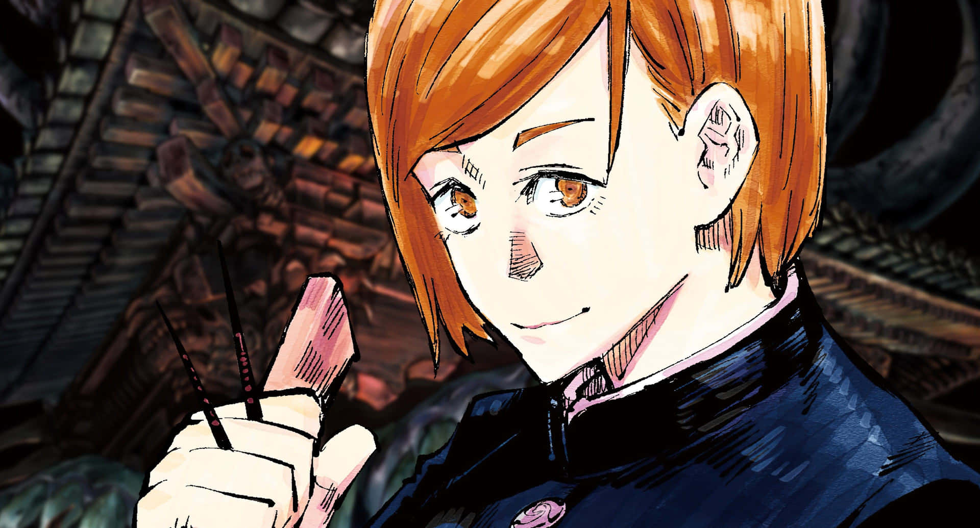 Intense Nobara Kugisaki Action Pose Background