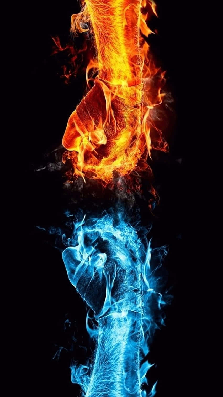 Intense Red And Blue Fire