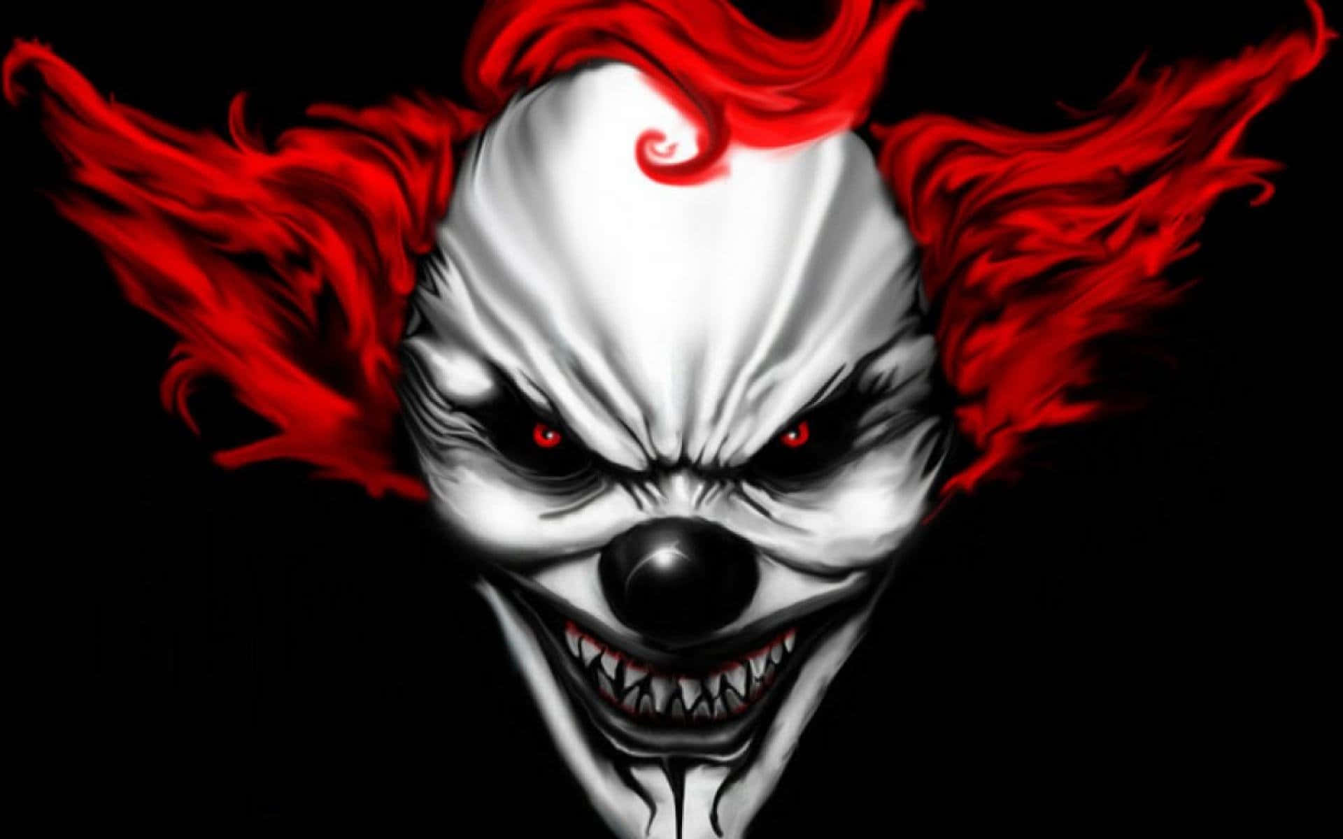 Intense Red Haired Scary Clown Background