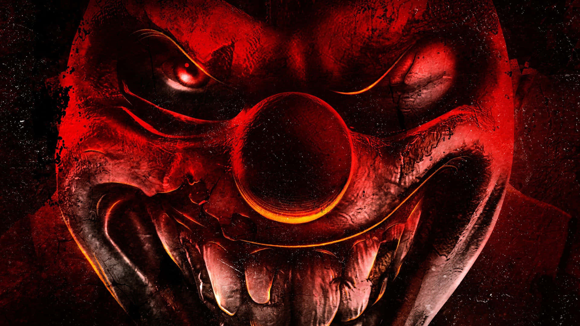 Intense Red Scary Clown Face Background