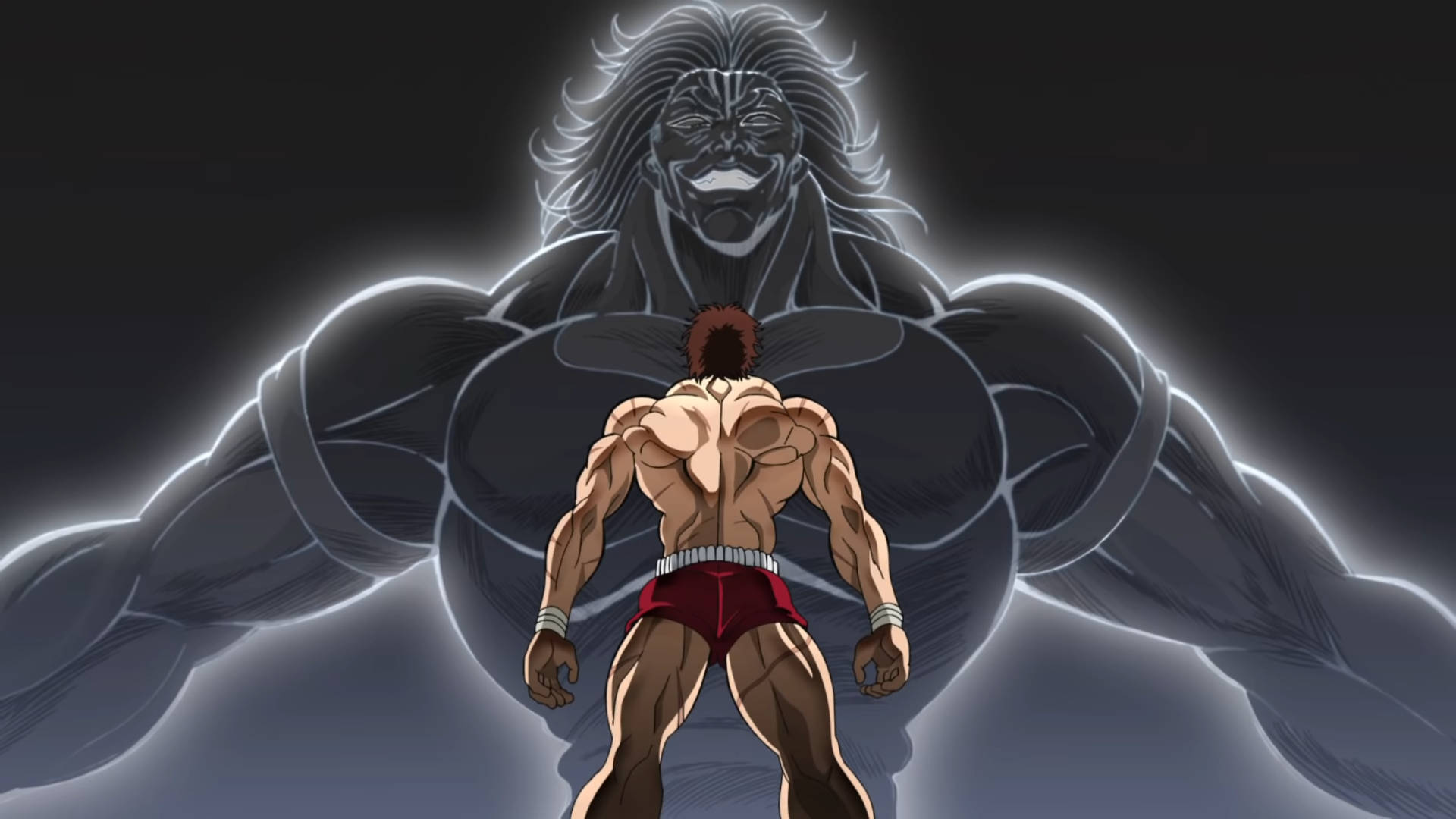 Intense Showdown: Baki Hanma Vs. Yujiro Hanma In Hd Animation Background